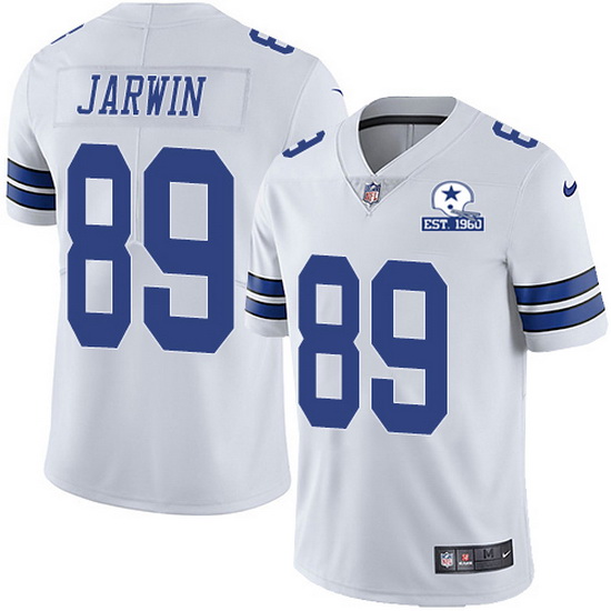 Men's Dallas Cowboys #89 Blake Jarwin White With Established In 1960 Patch Limited Stitched Jersey