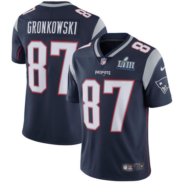 Men's New England Patriots #87 Rob Gronkowski Navy Blue Super Bowl LIII Vapor Untouchable Limited Stitched NFL Jersey