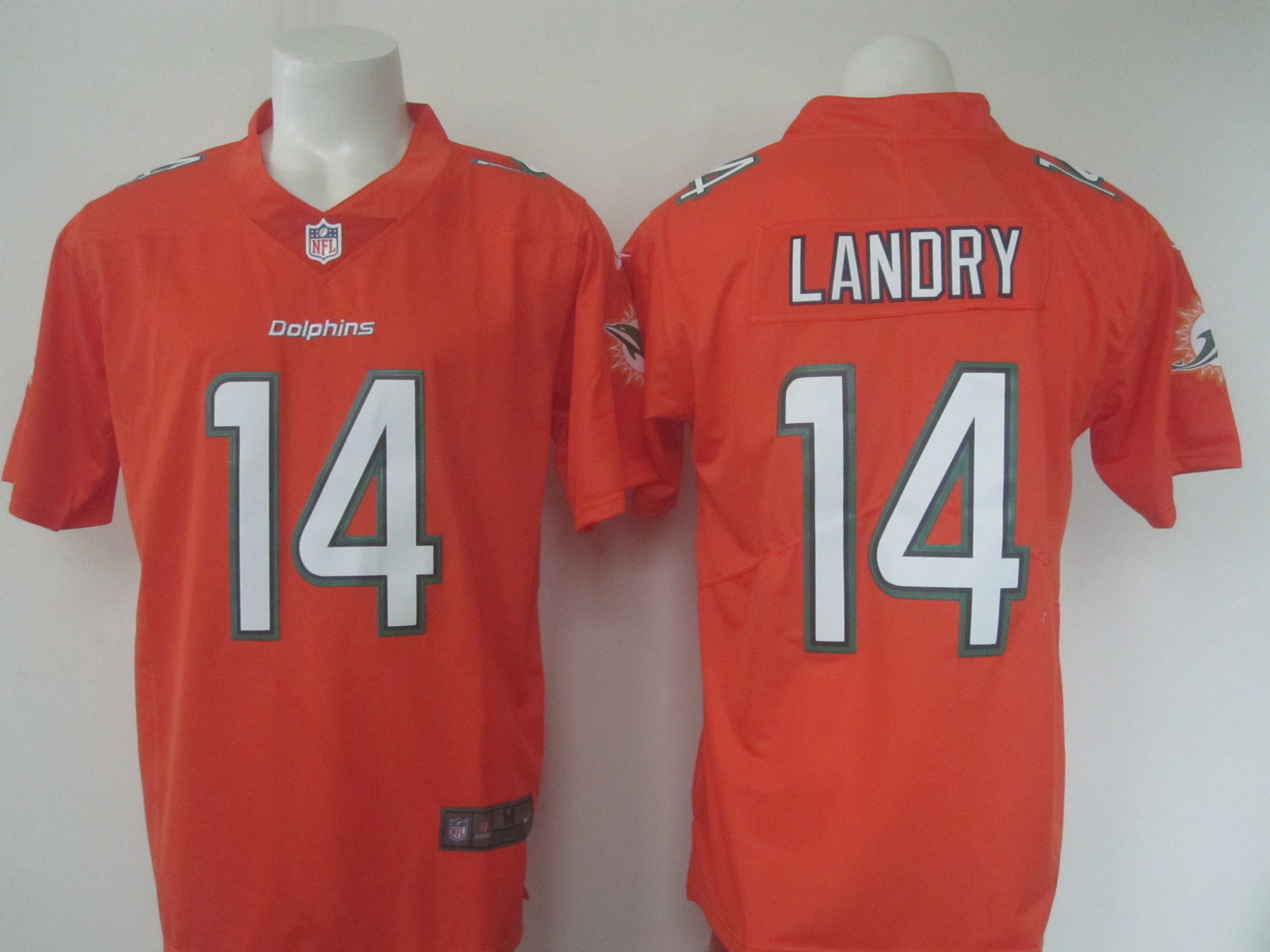 Men's Nike Dolphins #14 Jarvis Landry Orange Limited Rush Stitched NFL Jersey