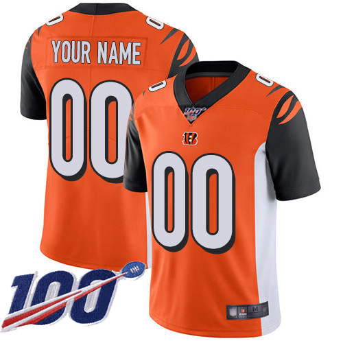 Men's Cincinnati Bengals ACTIVE PLAYER Custom Orange 100th Season Vapor Untouchable Limited Stitched NFL Jersey