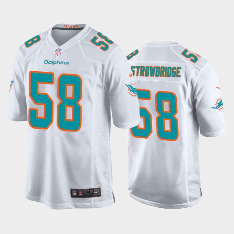 Men's Miami Dolphins #58 Jason Strowbridge White Stitched Jersey