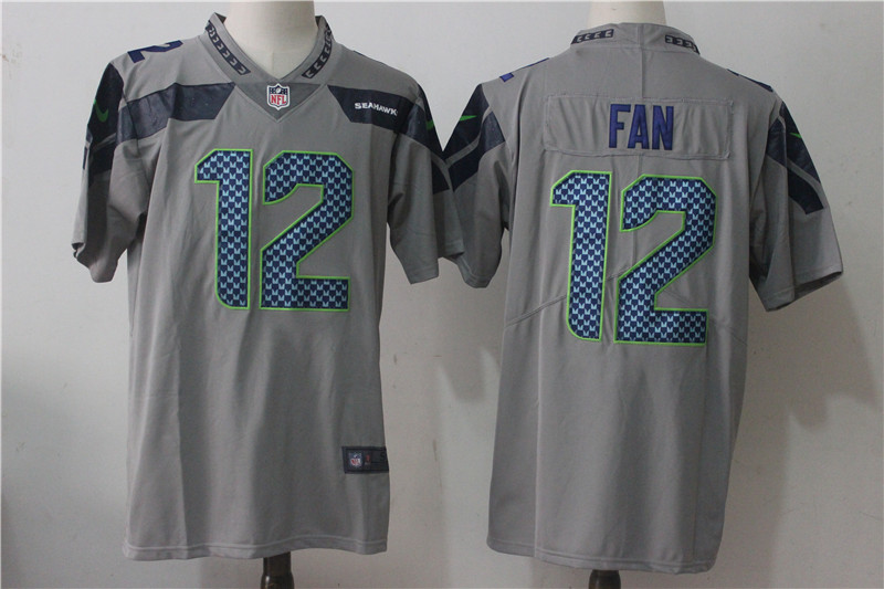 Men's Nike Seattle Seahawks #12 Fan Grey Stitched NFL Vapor Untouchable Limited jersey