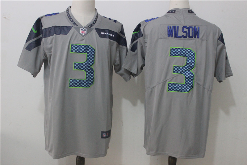 Men's Nike Seattle Seahawks #3 Russell Wilson Gray Stitched NFL Vapor Untouchable Limited jersey