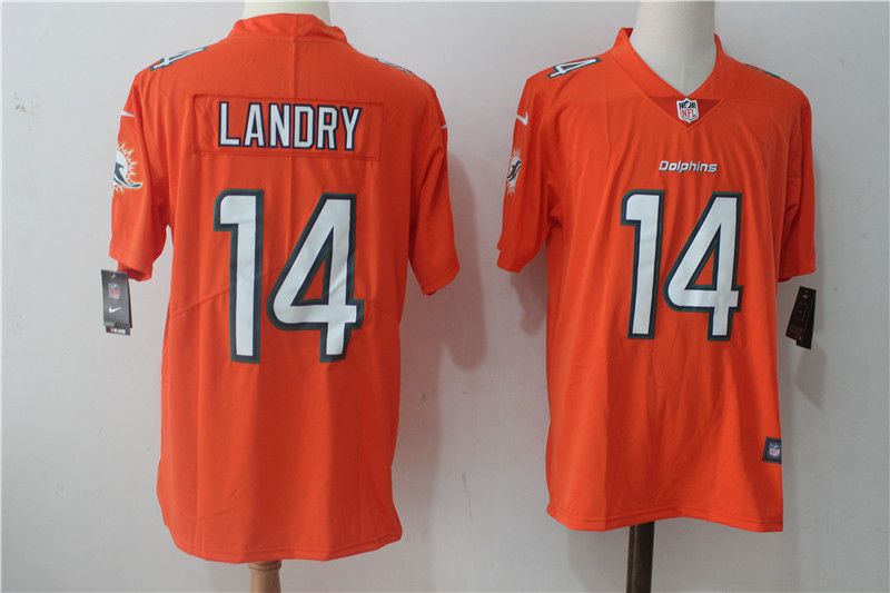 Men's Nike Miami Dolphins #14 Jarvis Landry Orange Stitched NFL Vapor Untouchable Limited Jersey