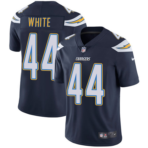 Men's Los Angeles Chargers #44 Kyzir White Navy Blue Vapor Untouchable Limited Stitched NFL Jersey