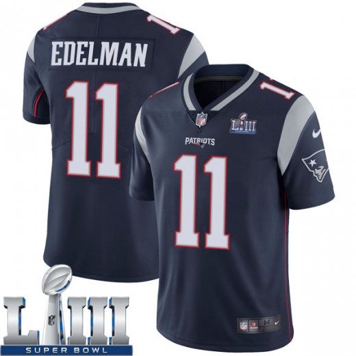 Men's New England Patriots #11 Julian Edelman Navy Blue Super Bowl LIII Vapor Untouchable Limited Stitched NFL Jersey