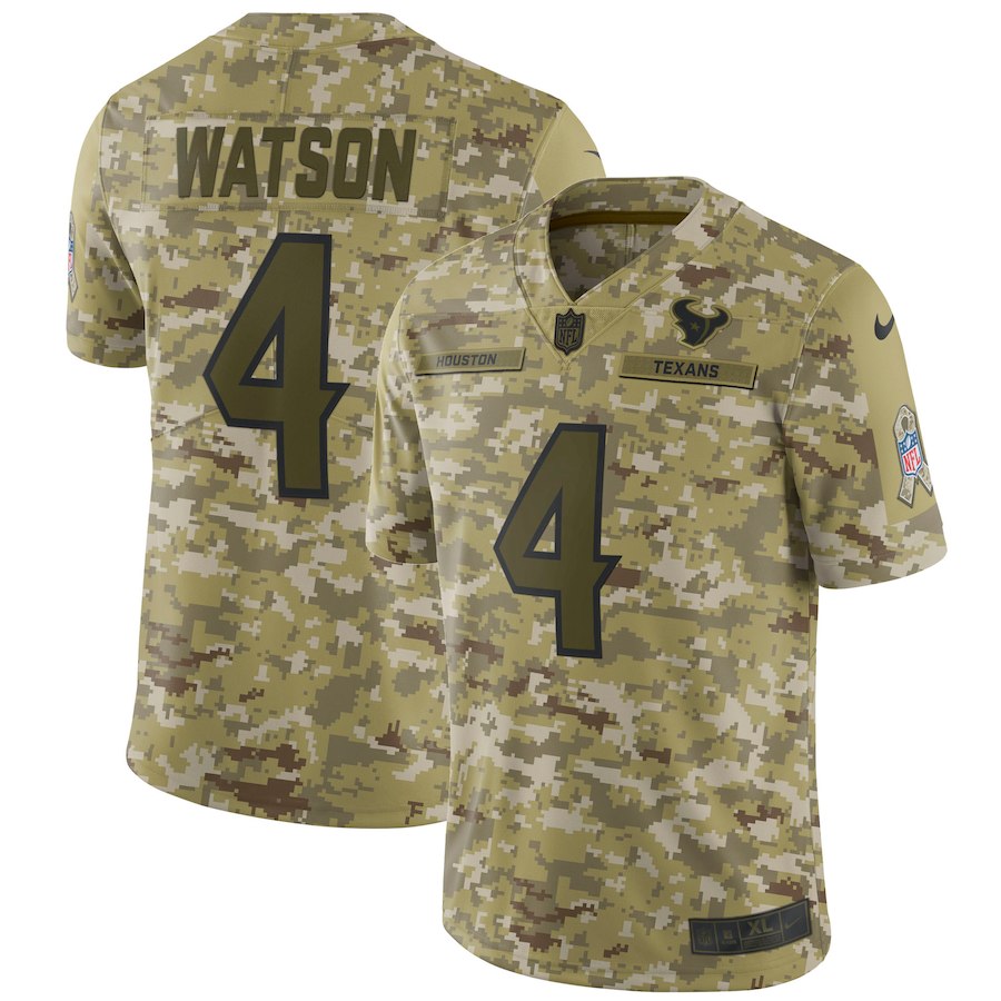 Men's Houston Texans #4 Deshaun Watson 2018 Camo Salute to Service Limited Stitched NFL Jersey