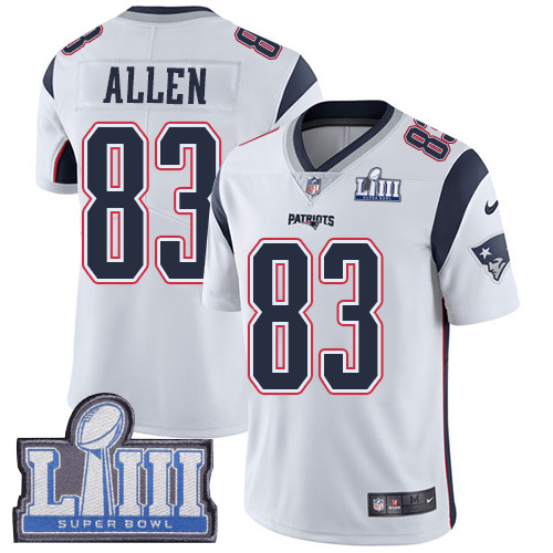 Men's New England Patriots #83 Dwayne Allen White Super Bowl LIII Vapor Untouchable Limited Stitched NFL Jersey