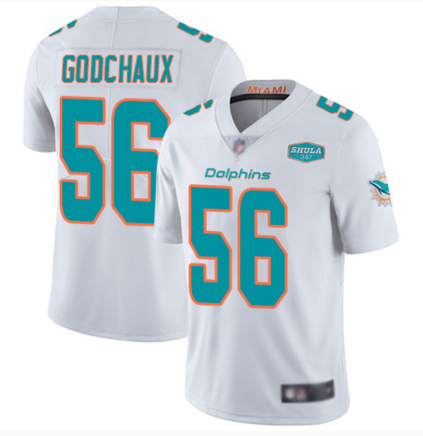 Men's Miami Dolphins #56 Davon Godchaux White With 347 Shula Patch 2020 Vapor Untouchable Limited Stitched NFL Jersey