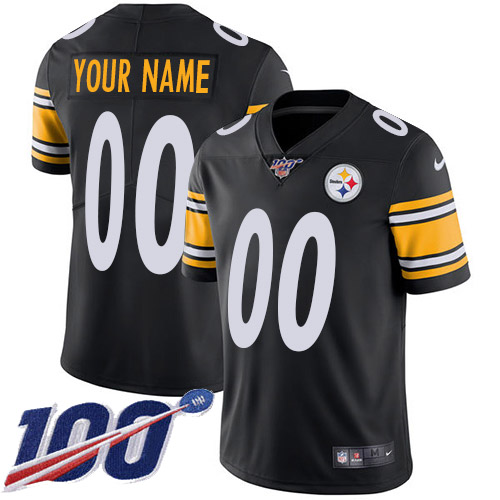 Men's Pittsburgh Steelers ACTIVE PLAYER Custom Black 100th Season Vapor Untouchable Limited Stitched NFL Jersey