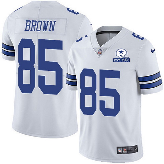 Men's Dallas Cowboys #85 Noah Brown White With Established In 1960 Patch Limited Stitched Jersey