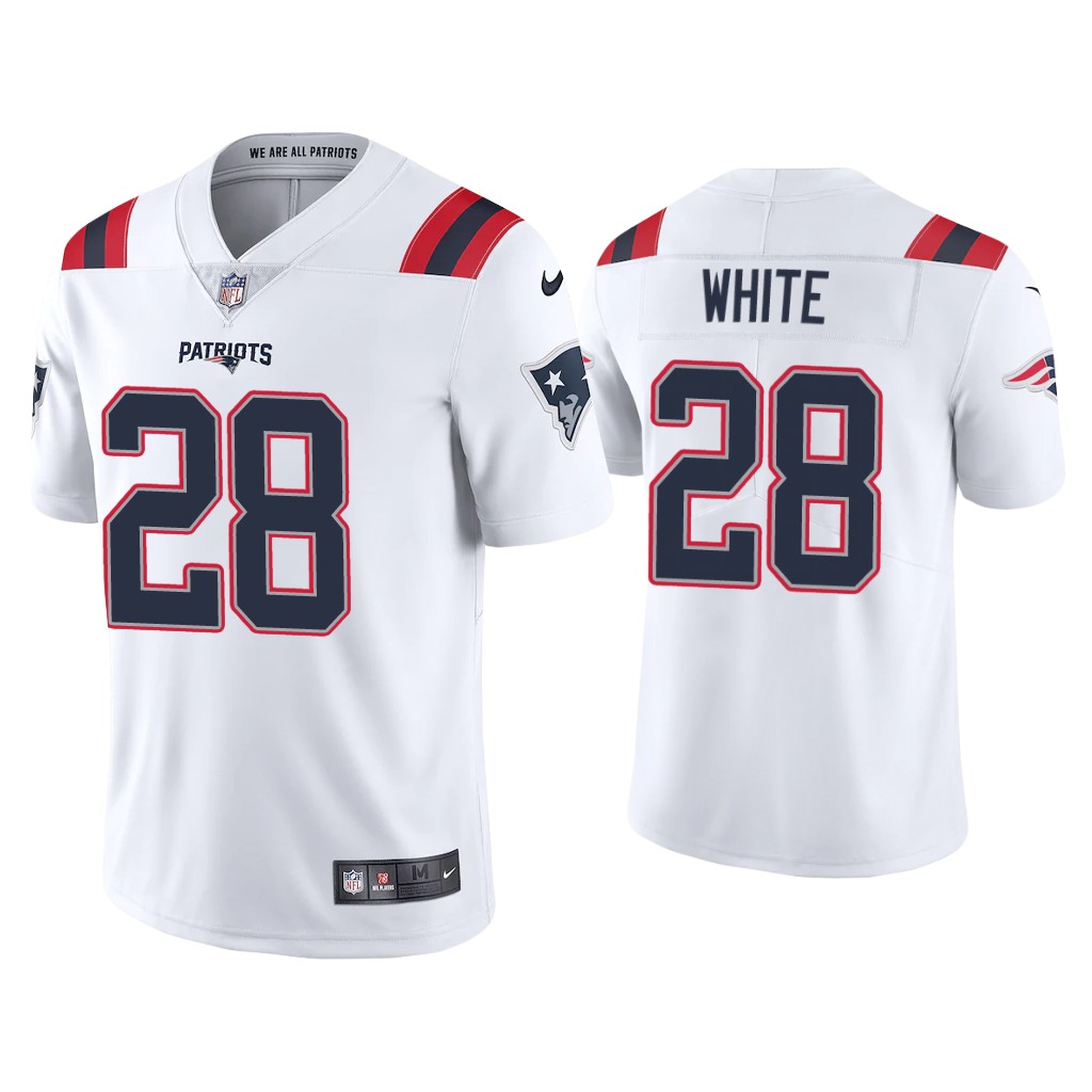 Men's New England Patriots #28 James White 2020 White Vapor Untouchable Limited Stitched NFL Jersey