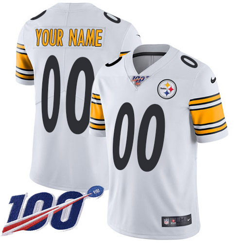 Men's Pittsburgh Steelers ACTIVE PLAYER Custom White 100th Season Vapor Untouchable Limited Stitched NFL Jersey