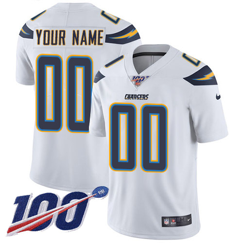 Men's Los Angeles Chargers ACTIVE PLAYER Custom White 100th Season Vapor Untouchable Limited Stitched NFL Jersey