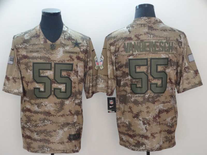 Men's Dallas Cowboys #55 Leighton Vander Esch 2018 Camo Salute To Service Limited Stitched NFL Jersey
