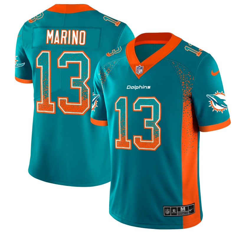 Men's Miami Dolphins #13 Dan Marino Aqua 2018 Drift Fashion Color Rush Limited Stitched NFL Jersey