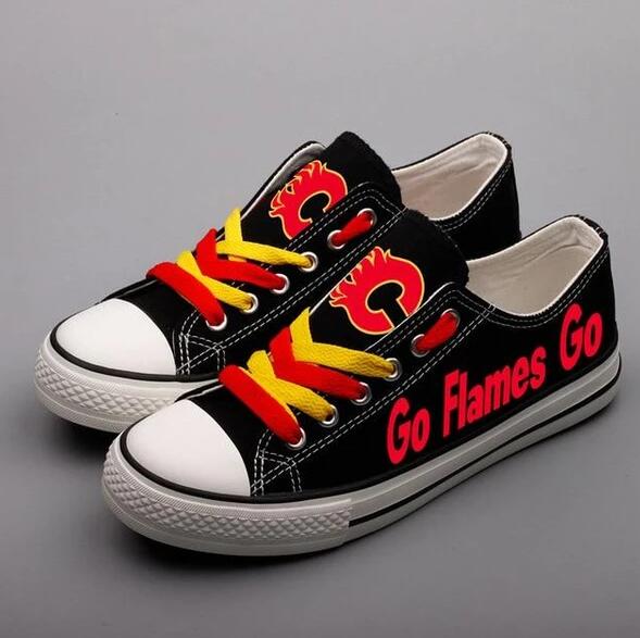 Women's and Youth Calgary Flames Repeat Print Low Top Sneakers 001