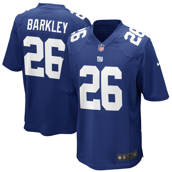 Men's New York Giants #26 Saquon Barkley Royal 2018 NFL Draft First Round Pick Game Jersey