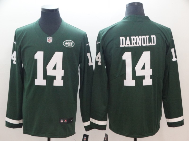 Men's New York Jets #14 Sam Darnold Green Therma Long Sleeve Stitched NFL Jersey