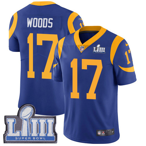 Men's Los Angeles Rams #17 Robert Woods Royal Blue Super Bowl LIII Vapor Untouchable Limited Stitched NFL Jersey