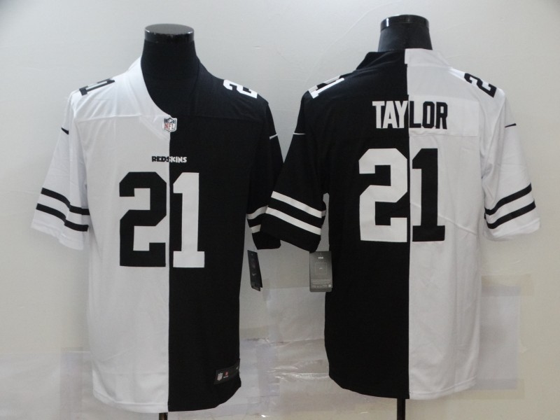 Men's Washington Football Team #21 Sean Taylor Black & White Split Limited Stitched Jersey