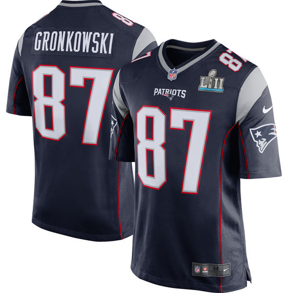Men's New England Patriots Rob Gronkowski Navy Super Bowl LII Bound Game Jersey