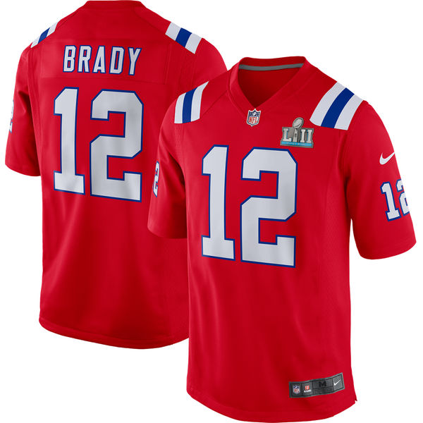 Youth New England Patriots Tom Brady Red Super Bowl LII Bound Game Jersey