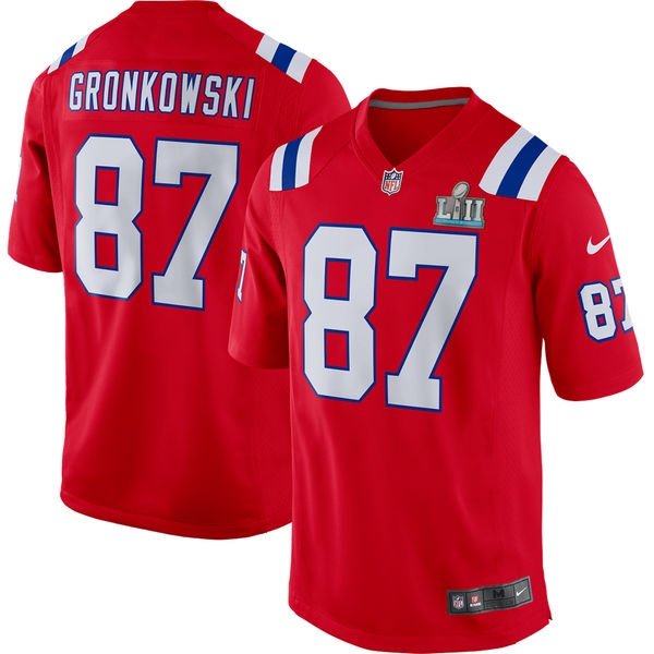 Youth New England Patriots Rob Gronkowski Red Super Bowl LII Bound Game Jersey