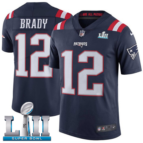 Men's New England Patriots #12 Tom Brady Navy Super Bowl LII Bound Game Jersey