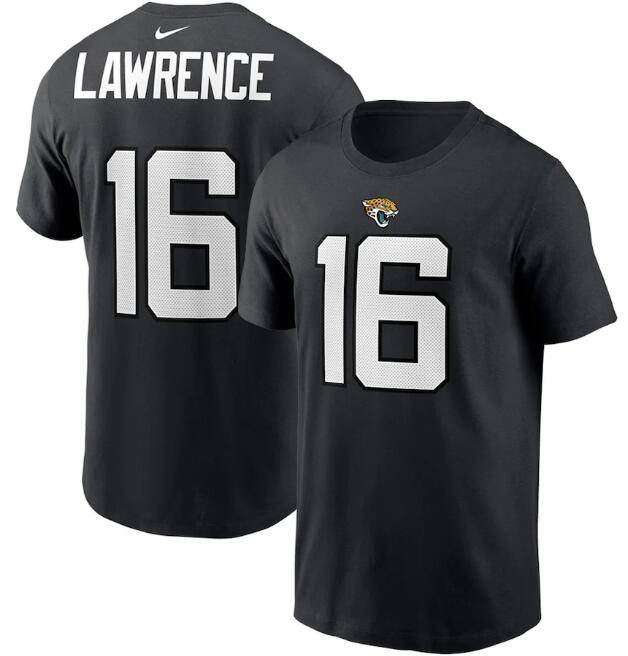 Men's Jacksonville Jaguars #16 Trevor Lawrence 2021 Black NFL Draft First Round Pick Player Name & Number T-Shirt