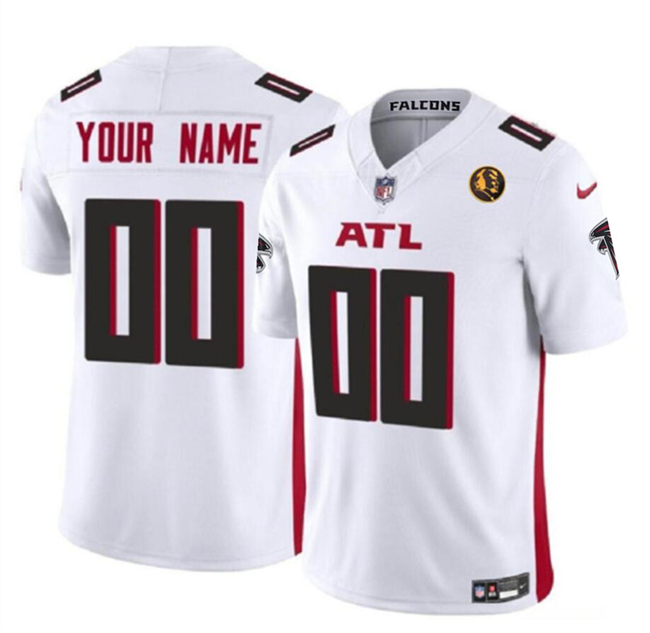 Men's Atlanta Falcons Active Player Custom White 2023 F.U.S.E. With John Madden Patch Vapor Limited Stitched Football Jersey