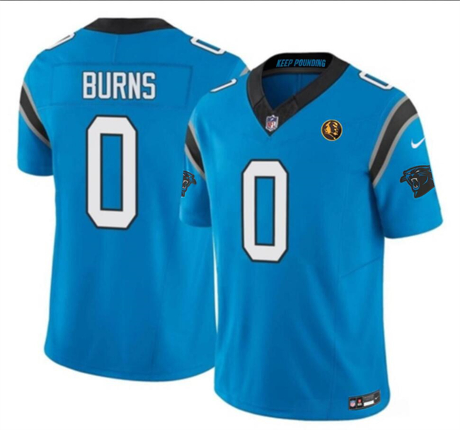 Men's Carolina Panthers #0 Brian Burns Blue 2023 F.U.S.E. With John Madden Patch Vapor Limited Stitched Football Jersey