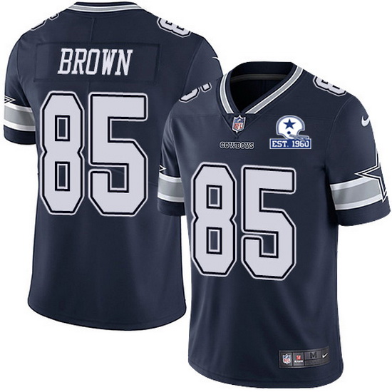 Men's Dallas Cowboys #85 Noah Brown Navy With Established In 1960 Patch Limited Stitched Jersey