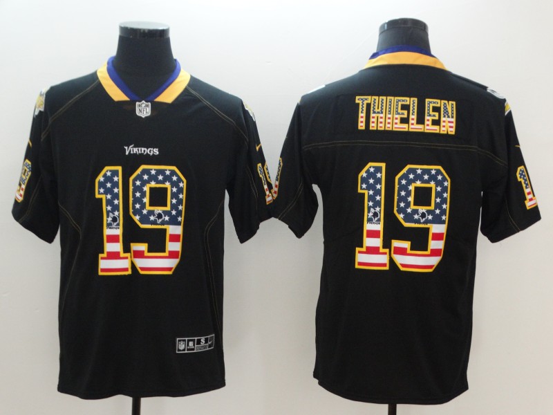 Men's Minnesota Vikings #19 Adam Thielen Black 2018 USA Flag Color Rush Limited Fashion NFL Stitched Jersey