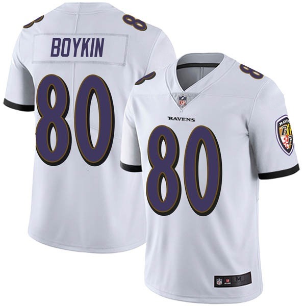 Men's Baltimore Ravens #80 Miles Boykin White Vapor Untouchable Limited Jersey