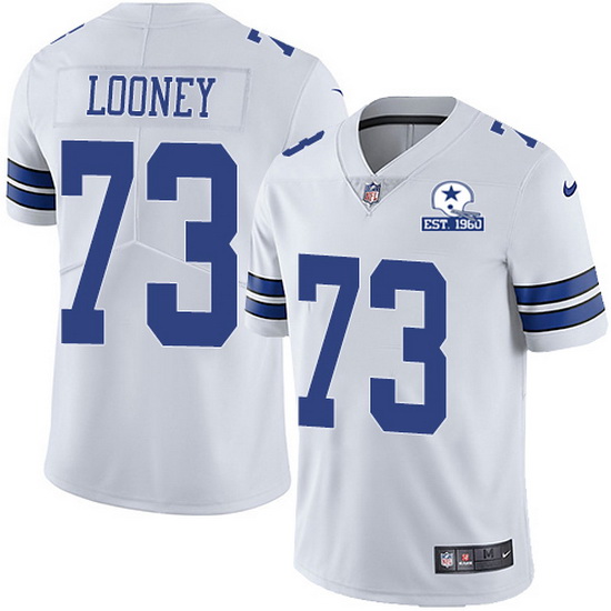 Men's Dallas Cowboys #73 Joe Looney White With Established In 1960 Patch Limited Stitched Jersey