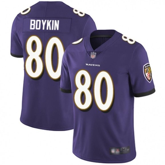 Men's Baltimore Ravens #80 Miles Boykin Purple Vapor Untouchable Limited Jersey