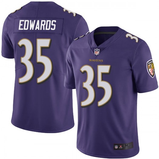 Men's Baltimore Ravens #35 Gus Edwards Purple Vapor Untouchable Limited Jersey