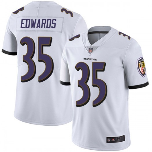 Men's Baltimore Ravens #35 Gus Edwards White Vapor Untouchable Limited Jersey