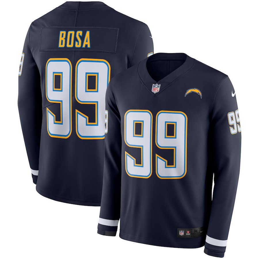 Men's Los Angeles Chargers #99 Joey Bosa Navy Therma Long Sleeve Stitched NFL Jersey