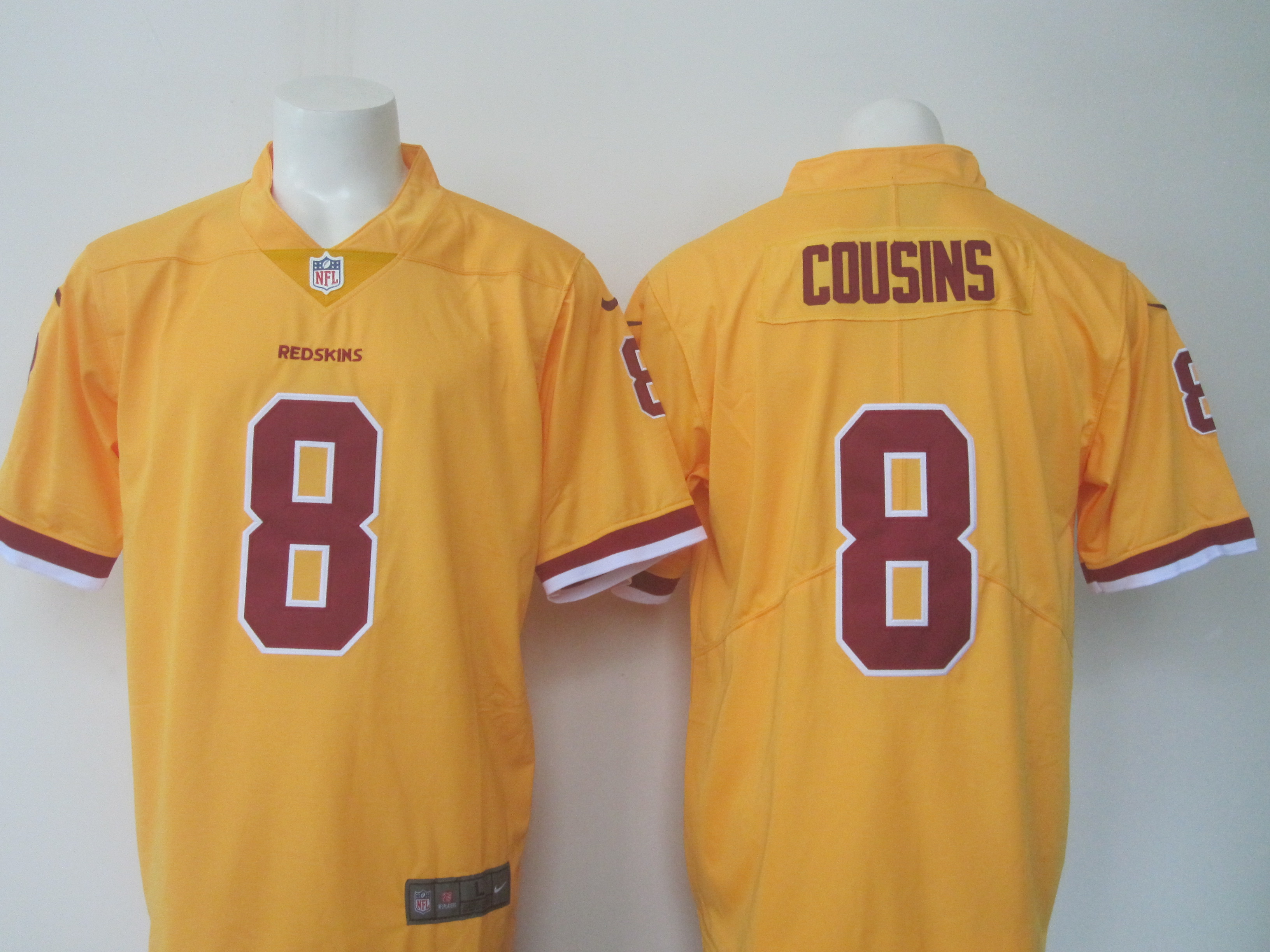 Men's Nike Redskins #8 Kirk Cousins Yellow Limited Rush Stitched NFL Jersey