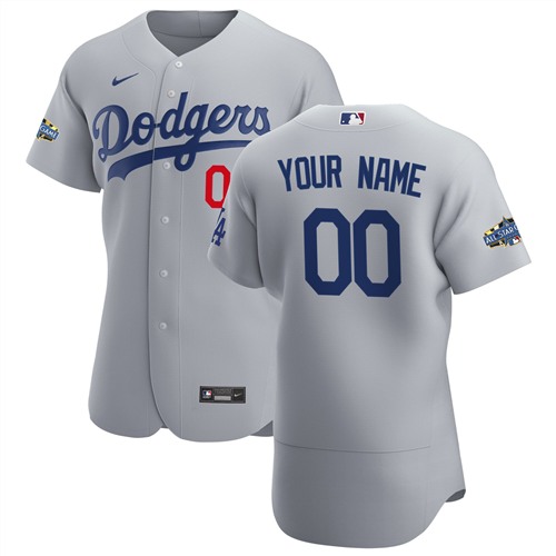 Men's Los Angeles Dodgers Grey ACTIVE PLAYER Custom Stitched MLB Jersey