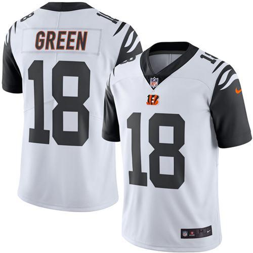 Men's Nike Bengals #18 A.J. Green White Limited Rush Stitched NFL Jersey