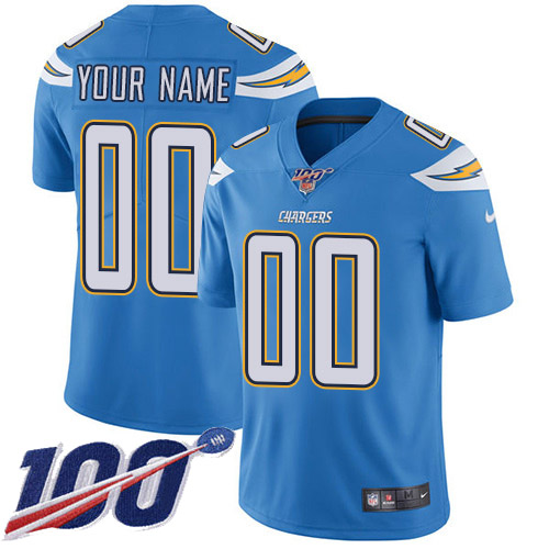 Men's Los Angeles Chargers ACTIVE PLAYER Custom Electric Blue 100th Season Vapor Untouchable Limited Stitched NFL Jersey