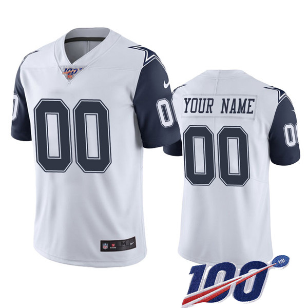 Men's Dallas Cowboys ACTIVE PLAYER Custom White Color Rush 100th Season Limited Stitched NFL Jersey