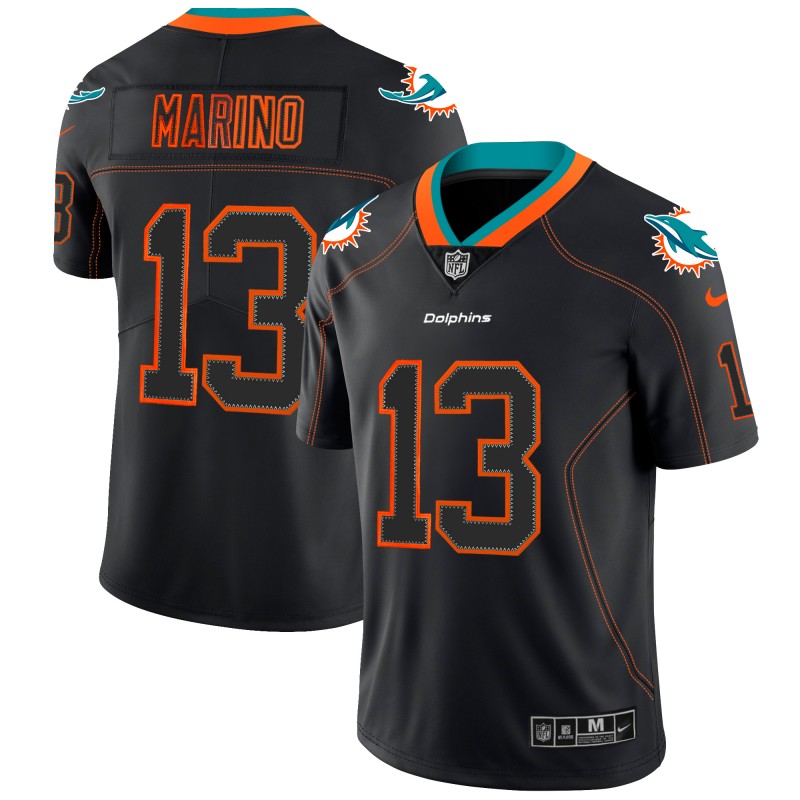 Men's Miami Dolphins #13 Dan Marino Black 2018 Lights Out Color Rush NFL Limited Stitched Jersey