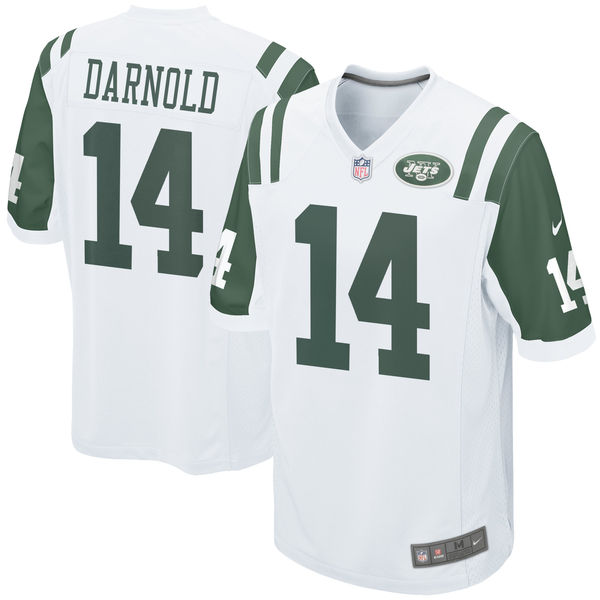 Men's New York Jets #14 Sam Darnold White 2018 NFL Draft Pick Game Jersey