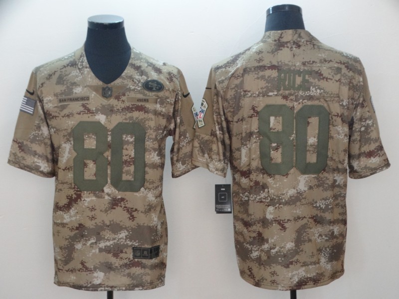 Men's San Francisco 49ers #80 Jerry Rice 2018 Camo Salute To Service Limited Stitched NFL Jersey