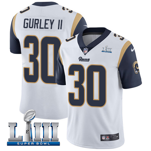 Men's Los Angeles Rams #30 Todd Gurley II White Super Bowl LIII Vapor Untouchable Limited Stitched NFL Jersey