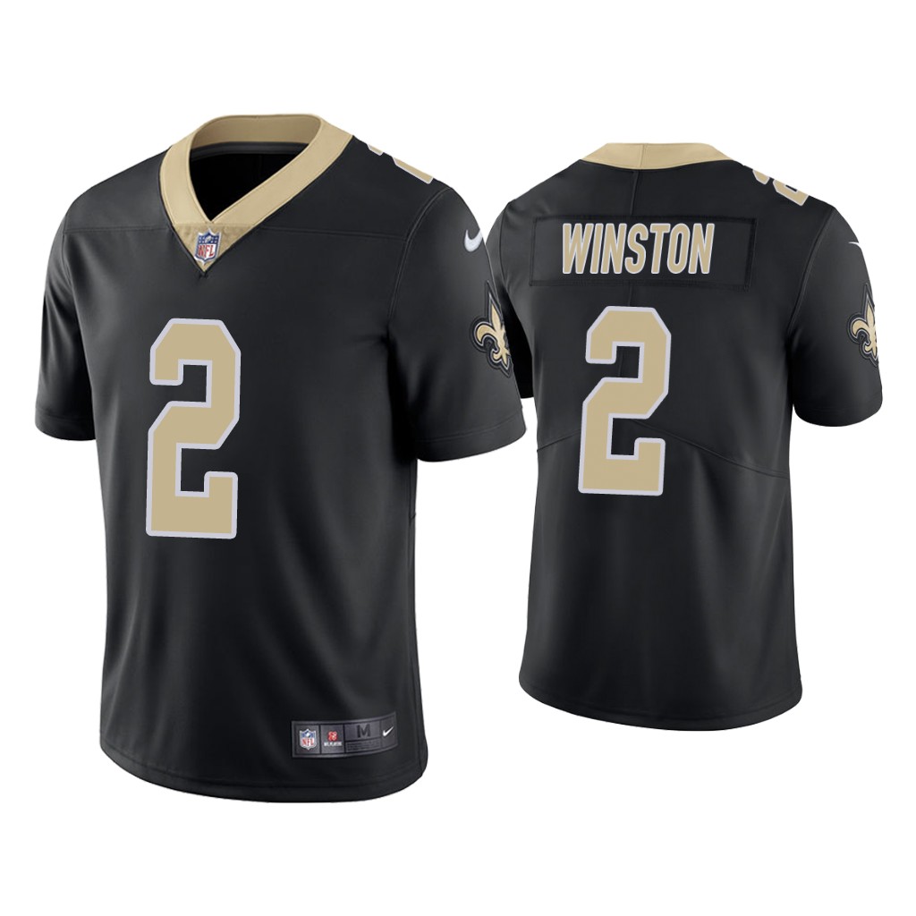 Men's New Orleans Saints #2 Jameis Winston Black Vapor Untouchable Limited Stitched Jersey